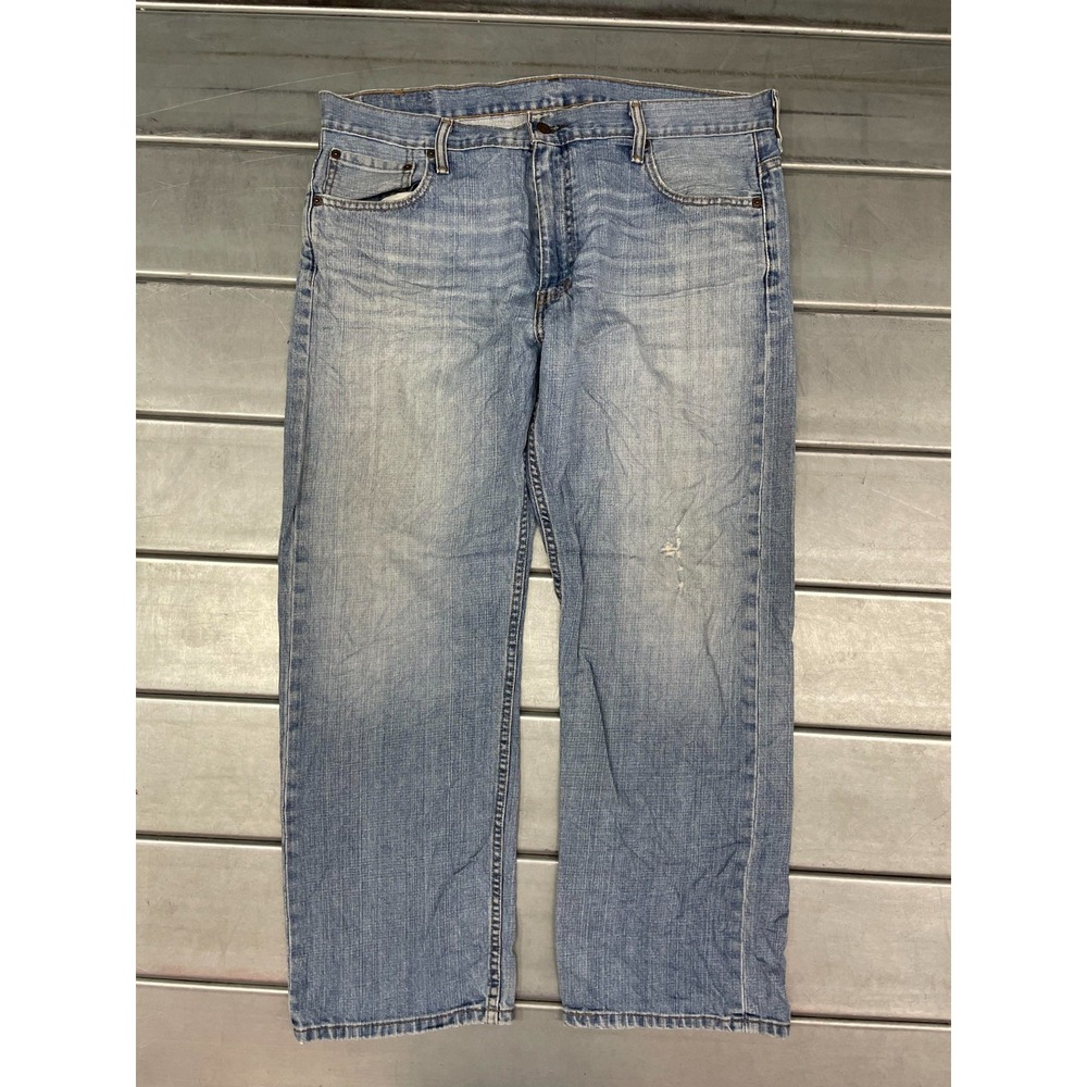 Levis 569 Jeans Mens 38X29 Blue Light Wash Denim Loose Straight Leg Distressed